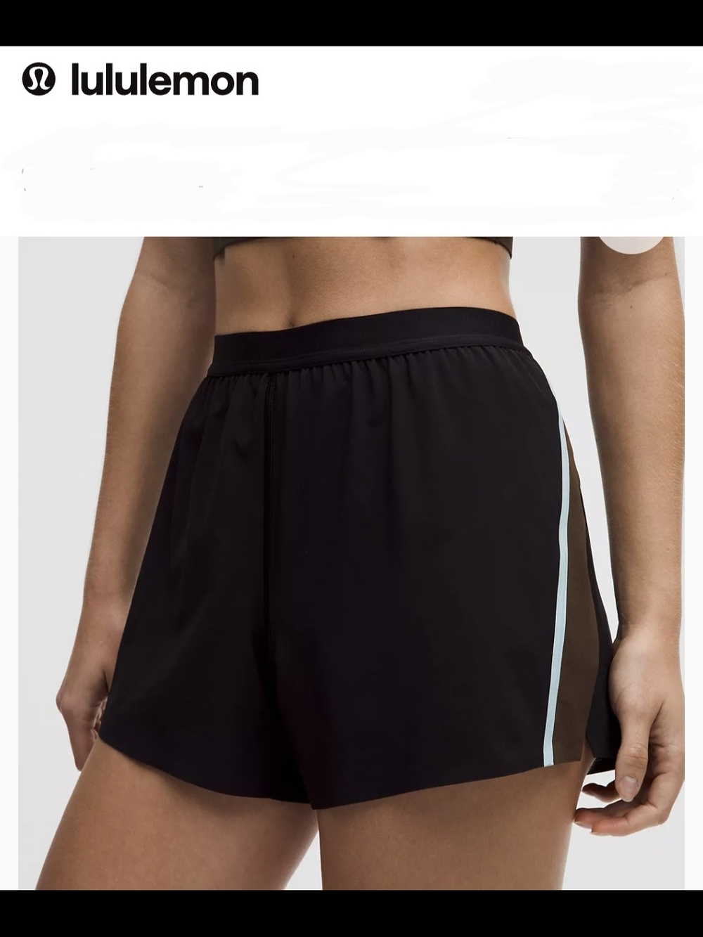 lululemon Black Athletic Shorts with Light Blue Trim